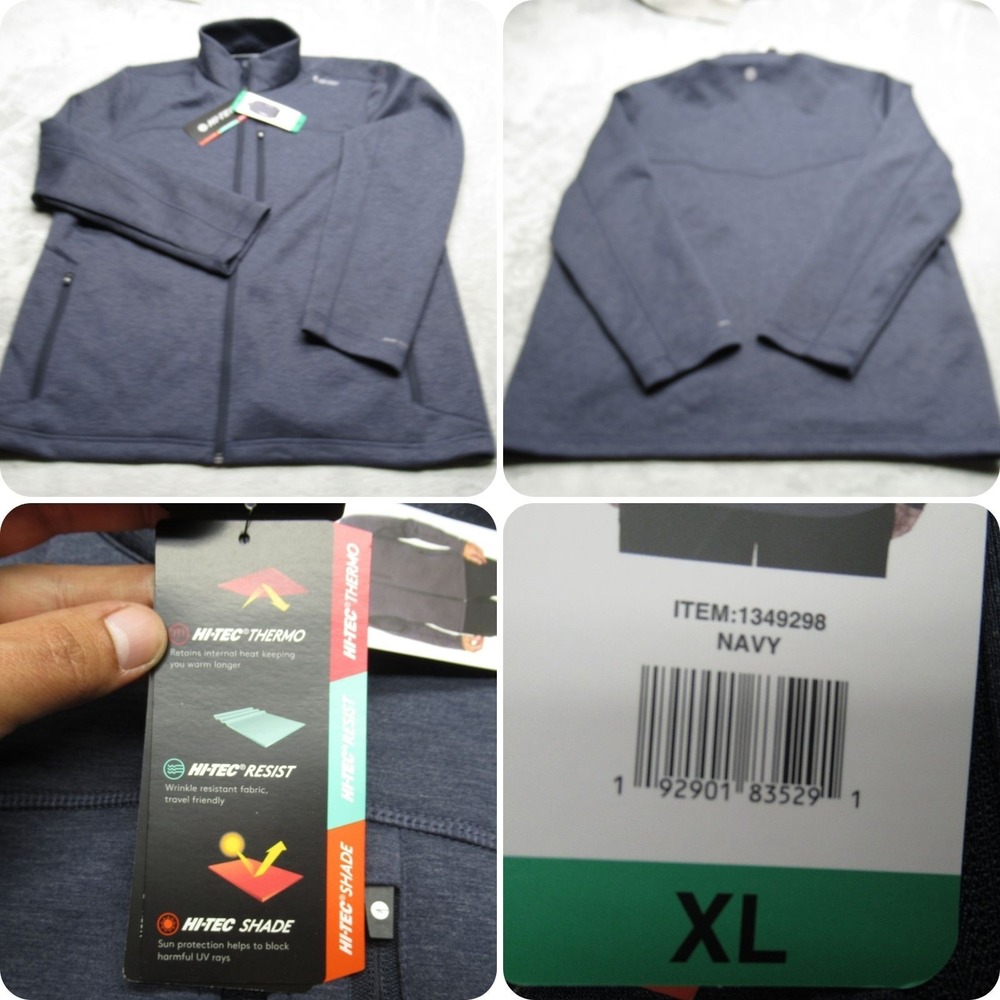 Hi-Tec Thermo Jacket‎ Mens XL Navy Full Zip Performance Softshell Thermal NEW